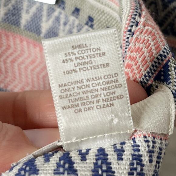 Loft Women's Mini A-Line Skirt 2 Textured Tapestry Striped Pink & Blue Lined - Picture 6 of 6